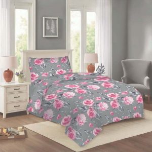Růžovo-šedé bavlněné povlečení na jednolůžko 140x200 cm Dana – Cotton House