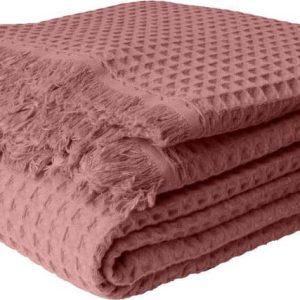 Růžový bavlněný přehoz 140x200 cm Waffle – Mijolnir