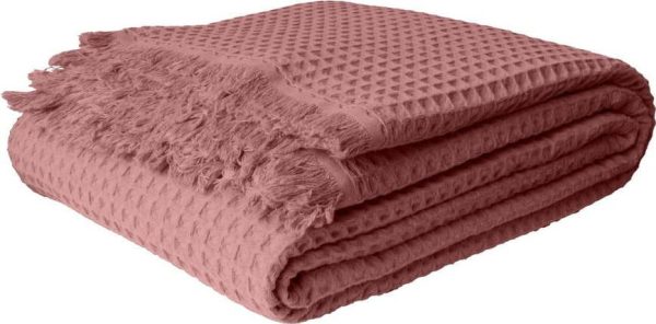 Růžový bavlněný přehoz 140x200 cm Waffle – Mijolnir