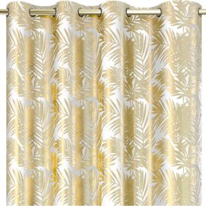 Sametový dimout závěs v bílo-zlaté barvě 140x245 cm Golden Leaves – Restilo