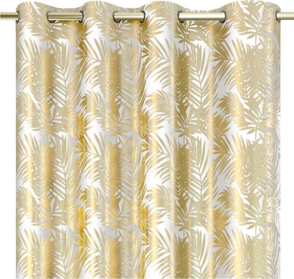 Sametový dimout závěs v bílo-zlaté barvě 140x245 cm Golden Leaves – Restilo