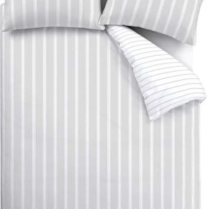 Šedé bavlněné prodloužené povlečení na dvoulůžko 230x220 cm Ashford Stripe – Bianca