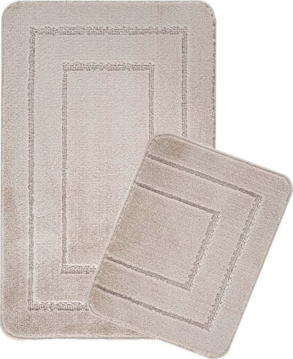 Světle hnědé koupelnové předložky v sadě 2 ks 50x80 cm Cerceve – Foutastic