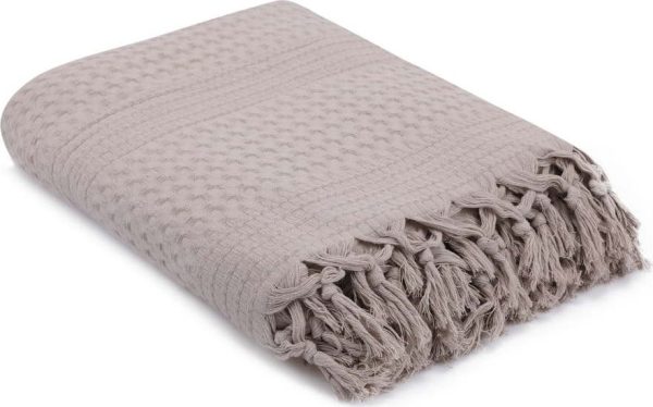 Světle hnědý bavlněný lehký přehoz přes postel Brown