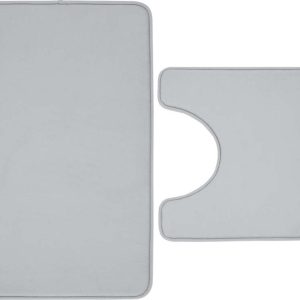 Světle šedé WC koupelnové předložky z paměťové pěny v sadě 2 ks 50x80 cm Anti-Bacterial – Catherine Lansfield