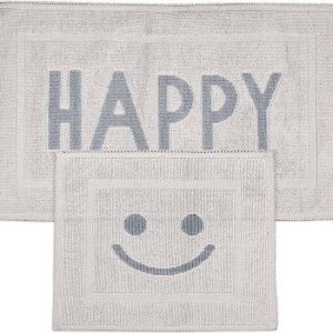 Světle šedé koupelnové předložky v sadě 2 ks 60x100 cm Happy – Foutastic