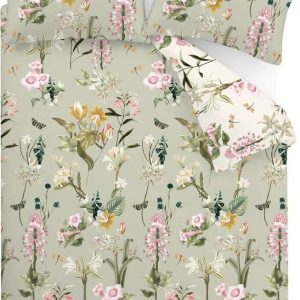 Světle zelené bavlněné prodloužené povlečení na dvoulůžko 230x220 cm Exotic Floral – RHS
