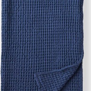Tmavě modrá bavlněná deka 150x200 cm Jaipur Chunky Waffle – Pineapple Elephant