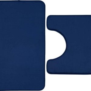 Tmavě modré WC koupelnové předložky z paměťové pěny v sadě 2 ks 50x80 cm Anti-Bacterial – Catherine Lansfield