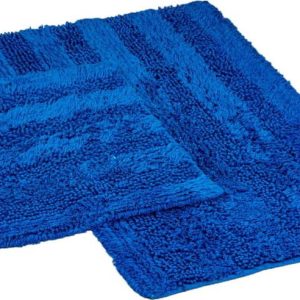 Tmavě modré koupelnové předložky v sadě 2 ks 60x100 cm Luxury Softy – Foutastic