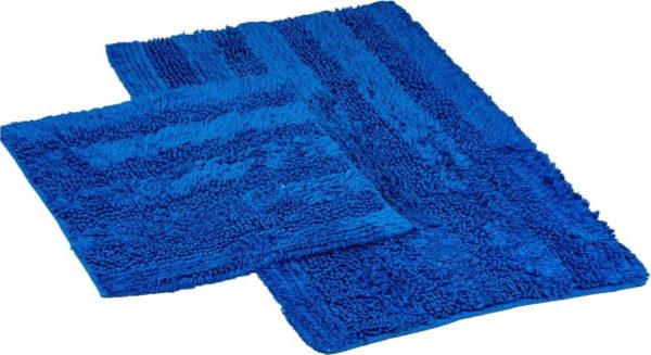 Tmavě modré koupelnové předložky v sadě 2 ks 60x100 cm Luxury Softy – Foutastic