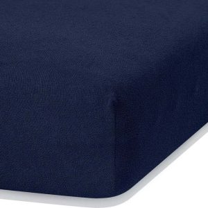 Tmavě modré napínací froté prostěradlo 140x200 cm Ruby – Restilo
