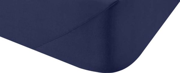 Tmavě modré napínací prostěradlo z bavlněného perkálu 185x200 cm Cotton Percale – Bianca