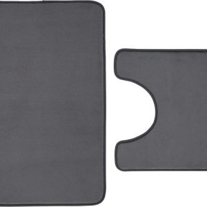 Tmavě šedé WC koupelnové předložky z paměťové pěny v sadě 2 ks 50x80 cm Anti-Bacterial – Catherine Lansfield