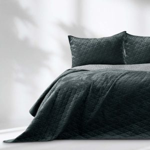 Tmavě šedý sametový prošívaný přehoz 170x270 cm Laila – AmeliaHome