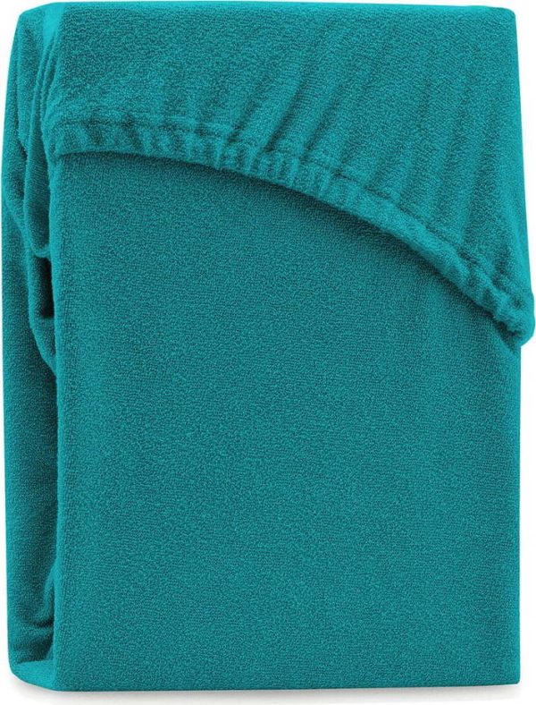 Tmavě zelenomodré napínací froté prostěradlo 90x200 cm Ruby – Restilo