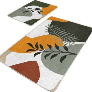 Zelené sametové koupelnové předložky v sadě 2 ks 60x100 cm Illustrated Autumn – Mila Home