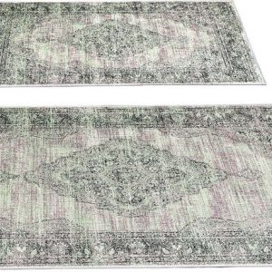 Zeleno-šedé koupelnové předložky v sadě 2 ks 60x100 cm – Foutastic
