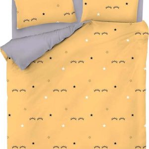 Žluto-šedé povlečení na dvoulůžko 200x200 cm Dide – Mijolnir
