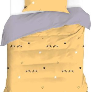 Žluto-šedé povlečení na jednolůžko 140x200 cm Dide – Mijolnir