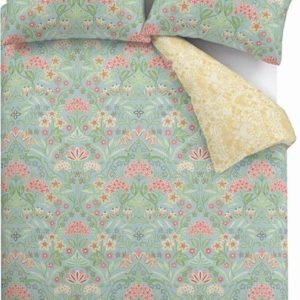 Žluto-zelené bavlněné prodloužené povlečení na dvoulůžko 230x220 cm Art Deco Hydrangea – RHS