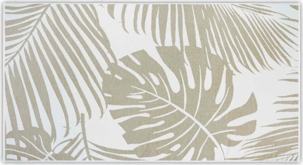 Béžová plážová osuška 180x100 cm Leaf - Foutastic