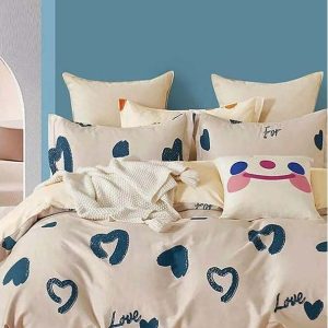 Béžové prodloužené povlečení na jednolůžko z bavlny Renforcé s prostěradlem/3dílné 160x220 cm Amore – Mila Home