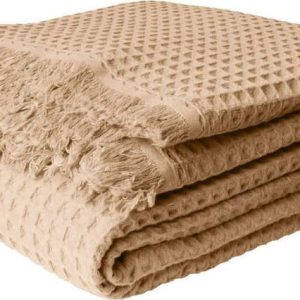 Béžový bavlněný přehoz 140x200 cm Waffle – Mijolnir