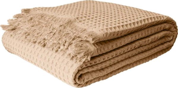 Béžový bavlněný přehoz 140x200 cm Waffle – Mijolnir