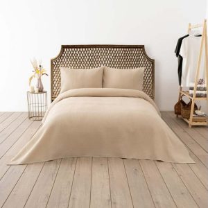Béžový přehoz 200x220 cm Waffle – Mijolnir
