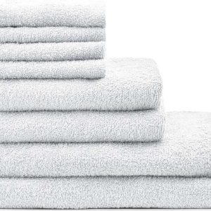 Bílé rychleschnoucí bavlněné ručníky a osušky v sadě 8 ks Quick Dry – Catherine Lansfield