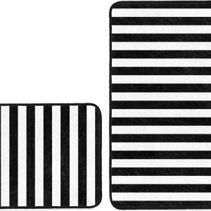 Bílo-černé koupelnové předložky v sadě 2 ks 60x100 cm – Mila Home