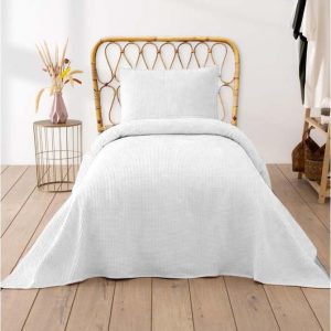 Bílý přehoz 160x220 cm Waffle – Mijolnir