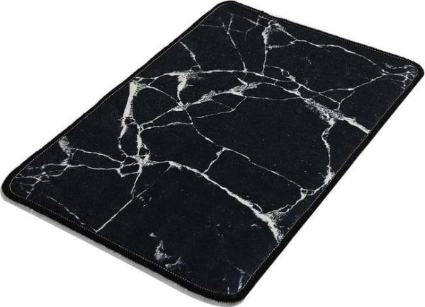 Černo-bílá koupelnová předložka s motivem mramoru Foutastic Marble