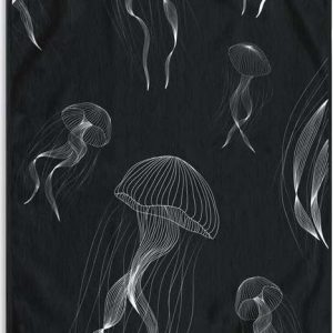 Černobílá plážová osuška 90x180 cm Jellyfish – DecoKing