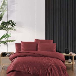 Červené damaškové povlečení na dvoulůžko/prodloužené s prostěradlem/4dílné 200x220 cm – Mila Home