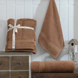 Hnědé bavlněné ručníky a osušky v sadě 2 ks – Mila Home