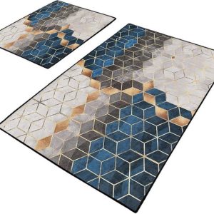 Modro-šedé koupelnové předložky v sadě 2 ks 60x100 cm Optic – Mila Home