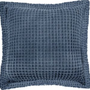 Modrý bavlněný dekorativní polštář Tiseco Home Studio Waffle