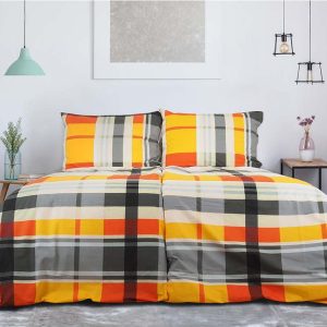 Oranžové krepové povlečení na jednolůžko 140x200 cm Orabge Kube – B.E.S.