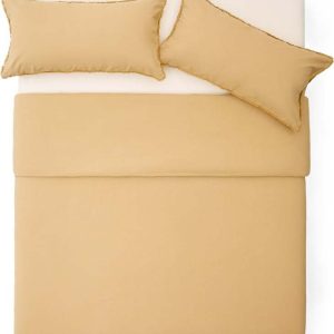 Povlečení na dvoulůžko/prodloužené z bavlněného perkálu v hořčicové barvě 260x240 cm Sifinia – Kave Home