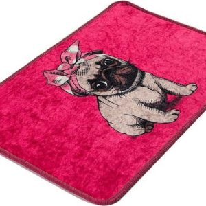 Růžová koupelnová předložka 40x60 cm Pink Pug – Foutastic