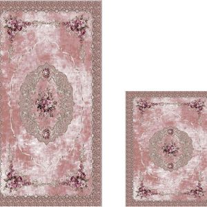 Růžové koupelnové předložky v sadě 2 ks 60x100 cm – Foutastic