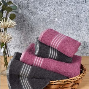 Růžové/antracitové bavlněné ručníky a osušky v sadě 4 ks – Mila Home