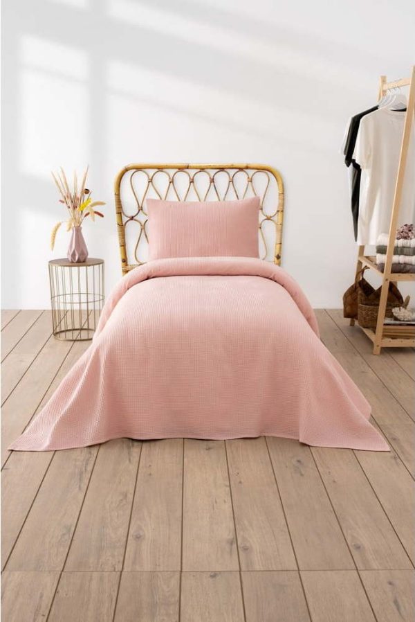 Růžový přehoz 160x220 cm Waffle – Mijolnir
