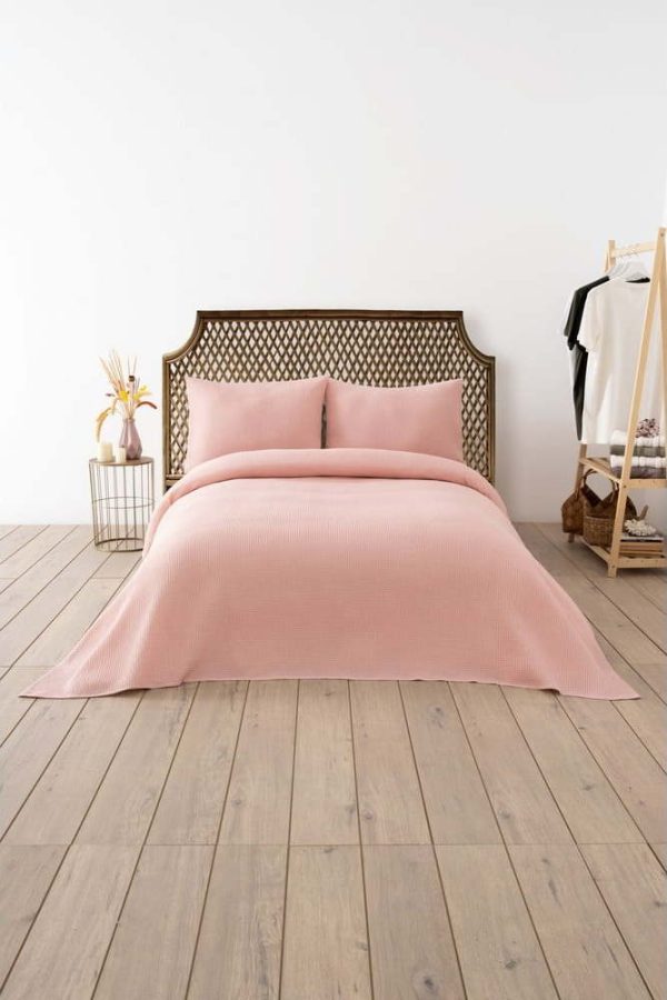 Růžový přehoz 200x220 cm Waffle – Mijolnir