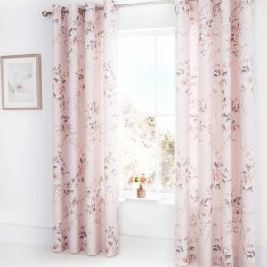 Sada 2 růžových závěsů Catherine Lansfield Canterbury Rose