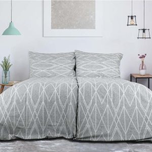 Šedé krepové povlečení na jednolůžko 140x200 cm Gray Stripes – B.E.S.