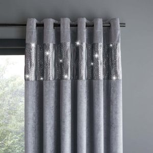 Šedé závěsy v sadě 2 ks 117x183 cm Crushed Velvet Glamour Sequin – Catherine Lansfield