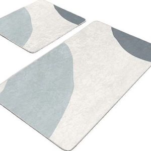 Šedo-krémové sametové koupelnové předložky v sadě 2 ks 60x100 cm Abstract Shapes – Mila Home